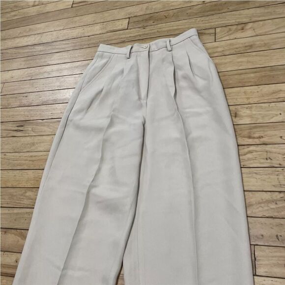 INC International Concepts Pleated Pants Women 8 Wide Cuff Cream High Rise 27x28 - Picture 4 of 16